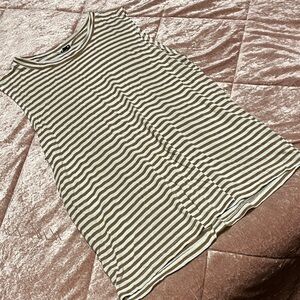 Monrow Brown and White Striped Tank Top